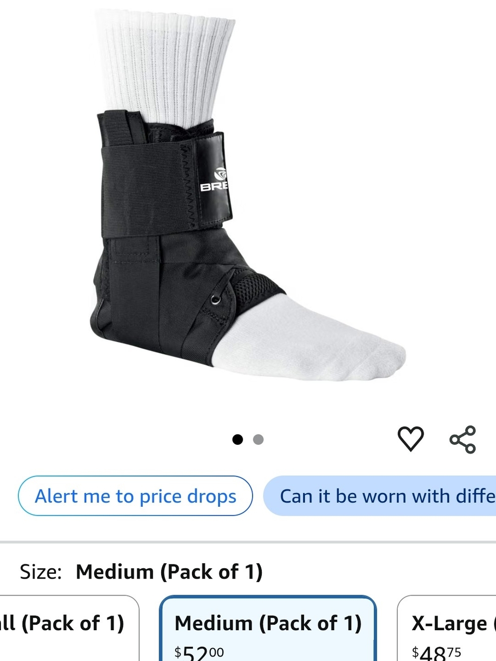 Breg Medium Breathable Black Ankle Support Brace For Injury Left Or Right Foot